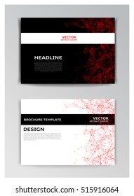 Vector horizontal template of brochure with abstract particles