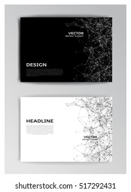Vector horizontal template of brochure with abstract particles