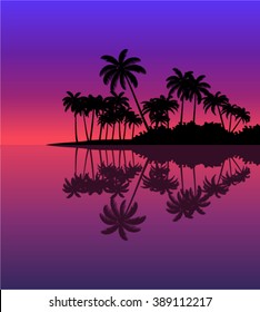 Vector horizontal tropical rainforest Jungle background
