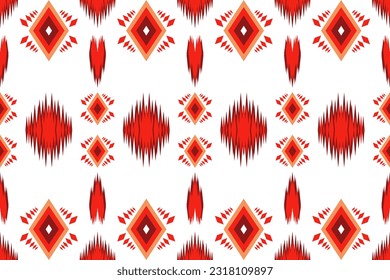 Vector horizontally with Aztec rhombuses in red colors of different sizes and shapes. seamless pattern for textile, cloth, wrapping paper, curtains.