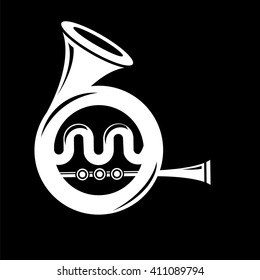 Vector  Horn Icon Isolated on Dark Background. 