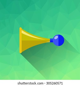 Vector Horn Symbol Isolated on Green Polygonal Background