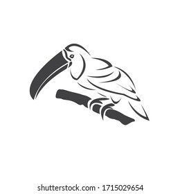 Vector del diseño negro de los ganchos. Animal salvaje. Ave. Ilustración vectorial en capas fácil de editar. sobre fondo blanco