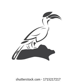 Vector of hornbill Black design. Wild Animal. Bird. Easy editable layered vector illustration. on white background