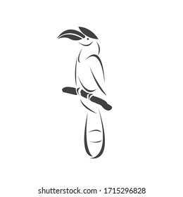 Vector of hornbill Black design. Wild Animal. Bird. Easy editable layered vector illustration. on white background