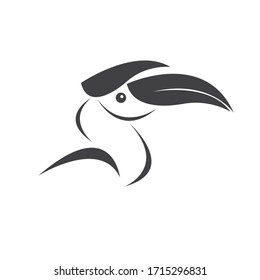 Vector of hornbill Black design. Wild Animal. Bird. Easy editable layered vector illustration. on white background