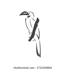 Vector of hornbill Black design. Wild Animal. Bird. Easy editable layered vector illustration. on white background