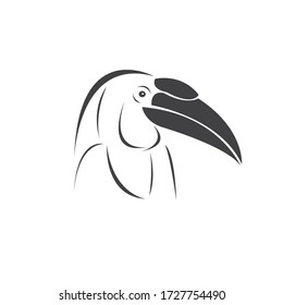Vector de hornbill Diseño negro. Animal salvaje. Ave. Ilustración vectorial en capas fácil de editar. sobre fondo blanco
