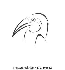 Vector of hornbill Black design. Wild Animal. Bird. Easy editable layered vector illustration. on white background