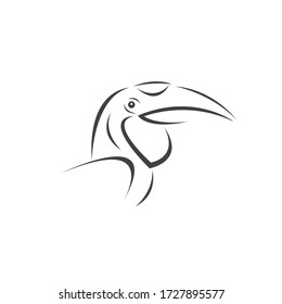 Vector de hornbill Diseño negro. Animal salvaje. Ave. Ilustración vectorial en capas fácil de editar. sobre fondo blanco