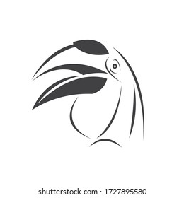 Vector de hornbill Diseño negro. Animal salvaje. Ave. Ilustración vectorial en capas fácil de editar. sobre fondo blanco