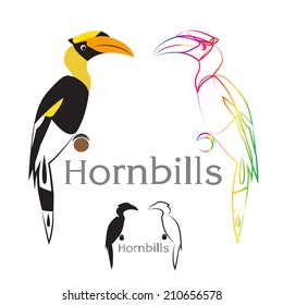 Vector of hornbill design on a white background. Birds. Animal. Wildlife. Easy editable layered vector illustration.