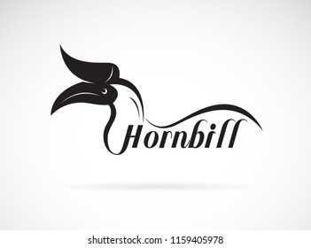 Vector of hornbill is text on white background., Wild Animals. Birds., Easy editable layered vector illustration.