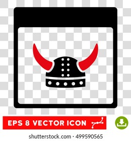 Vector Horned Ancient Helmet Calendar Page EPS vector pictogram. Illustration style is flat iconic bicolor intensive red and black symbol on a transparent background.