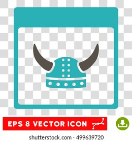 Vector Horned Ancient Helmet Calendar Page EPS vector pictograph. Illustration style is flat iconic bicolor grey and cyan symbol on a transparent background.