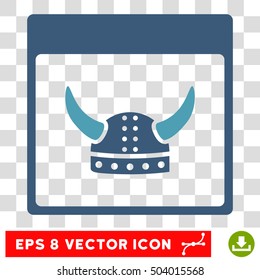 Vector Horned Ancient Helmet Calendar Page EPS vector pictograph. Illustration style is flat iconic bicolor cyan and blue symbol on a transparent background.
