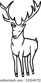 Vector horned deer. Forest animail.