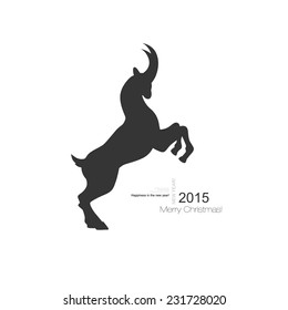 Vector horned goat symbol with a black profile silhouette use as a design element for agriculture astrology or new year calendar and Chinese mythology