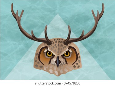 vector horned owl head in triangle
