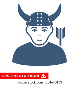 Vector Horned Warrior EPS vector pictogram. Illustration style is flat iconic blue symbol on a transparent background.