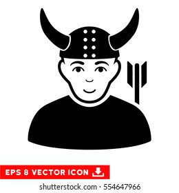 Vector Horned Warrior EPS vector pictogram. Illustration style is flat iconic black symbol on a transparent background.