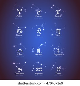 Vector Horoscope Set Zodiac Sights Sparkling Stock Vector (royalty Free 