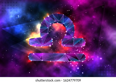 vector horoscope symbol Libra with space inside the crystal