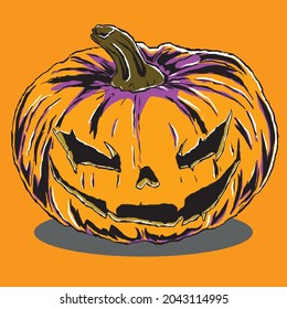 calabaza de horror vectorial para linterna de Halloween