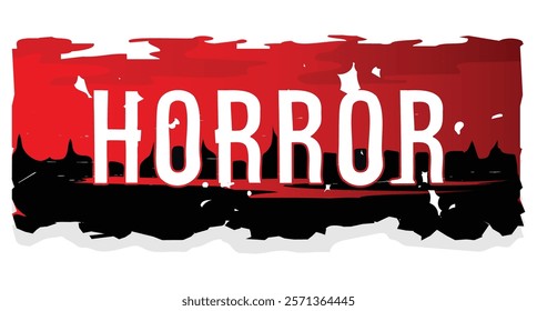 Vector horror text with bloody background. Tense atmosphere of red skies