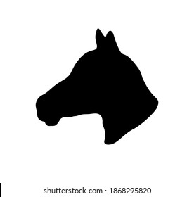 Vector horse black head face outline silhouette stencil drawing illustration isolated on white background. Love horses sign icon. T shirt print. Plotter Cutting. Laser cut. Vinyl Wall Sticker Decal.