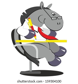 Vector. Horse boss sitting at the table 002