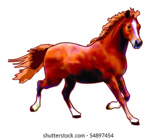 Vector horse created with gradient mesh technique.
