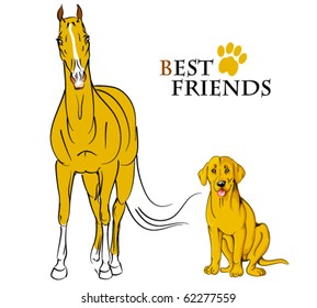 vector horse and dog