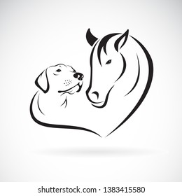 Vector of horse and dog(Labrador) on white background. Pet. Animal. Easy editable layered vector illustration.