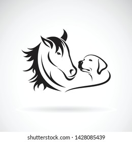 Vector of horse and dog(Labrador) on white background. Pet. Animal. Easy editable layered vector illustration.