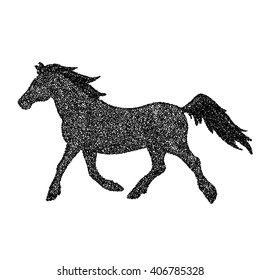 Vector horse dotted silhouette