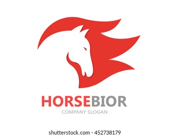 Vector horse with fire logo design template.