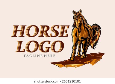Vector Horse Front View Running Logo Template