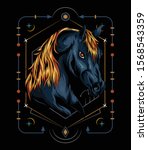 vector horse . head horse illustration with ornament background. t-shirt design, decoration, bandana, artwork print
