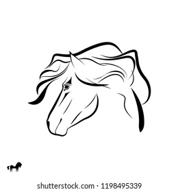 Vector Horse Head Logo, sign symbol icon, black and white illustration, isolated on white.