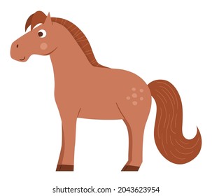 Icono del caballo vector aislado en fondo blanco. Dibujo de caricatura animal.
