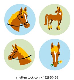 Vector Horse icons set.
