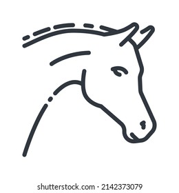 Icono de línea de caballo vectorial aislado en fondo transparente. 