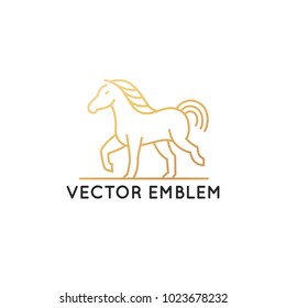 Vector horse logo template in trendy  linear style - mono line icon