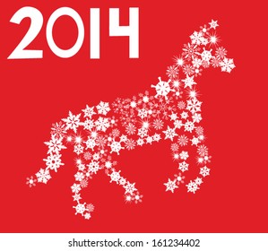 vector horse made of snowflakes 
