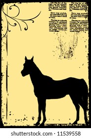 vector horse on a grunge background