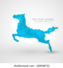 Vector horse out of the blue paper circles.