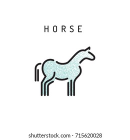 Vector horse outline icon isolated on a white background. A simplified silhouette of a horse, logo in the linear style
