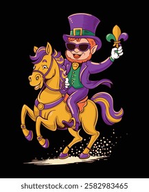 Vector Horse Rider Mardi Gras Vibe T-shirt Design