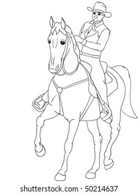 vector - horse rider, view from the front